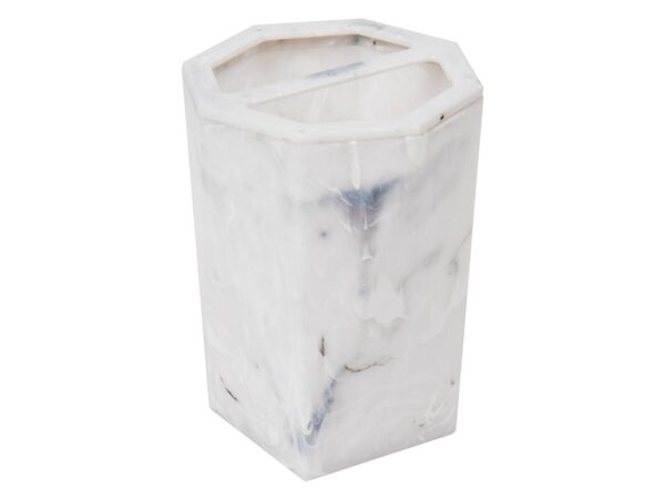 Maison Toothbrush Holder for Bathroom, Countertop, Bathroom Accessory, Marble Design, Plastic, White