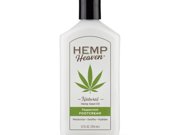 Hemp Heaven Peppermint Foot Cream Infused with Hemp Seed Oil - Hydrating Care for Dry Cracked Feet - 12 oz